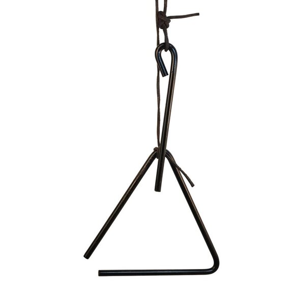Iron Triangle Dinner Bell With Leather Hanging Strap Black 9x9 inch Country Farm - Picture 1 of 9